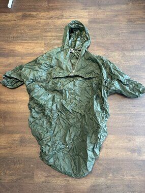 Vintage K-Way Hilde Packable Hooded Rain Poncho Adult Unisex 6 Olive Cycling